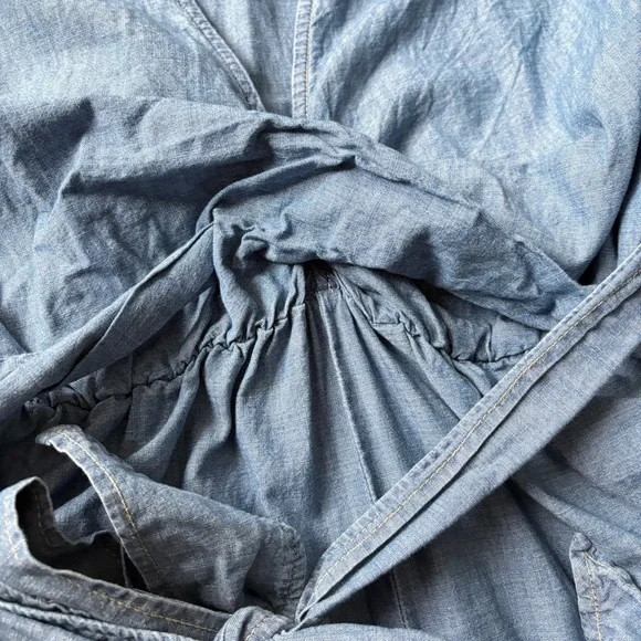 Lauren Ralph Lauren Blue Belted Chambray Wrap Jumpsuit - Picture 11 of 16